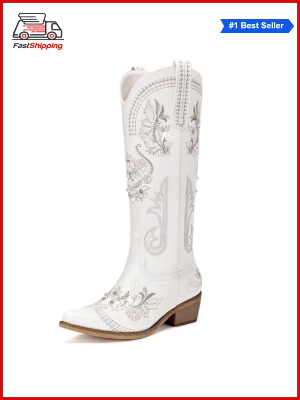 ✨ Dixhills Western Knee High Cowboy Boots Rhinestone Embroidered Pointed Toe